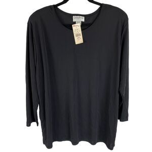 Grove Avenue Added Dimensions Tunic Top Blouse Size Medium Black NEW